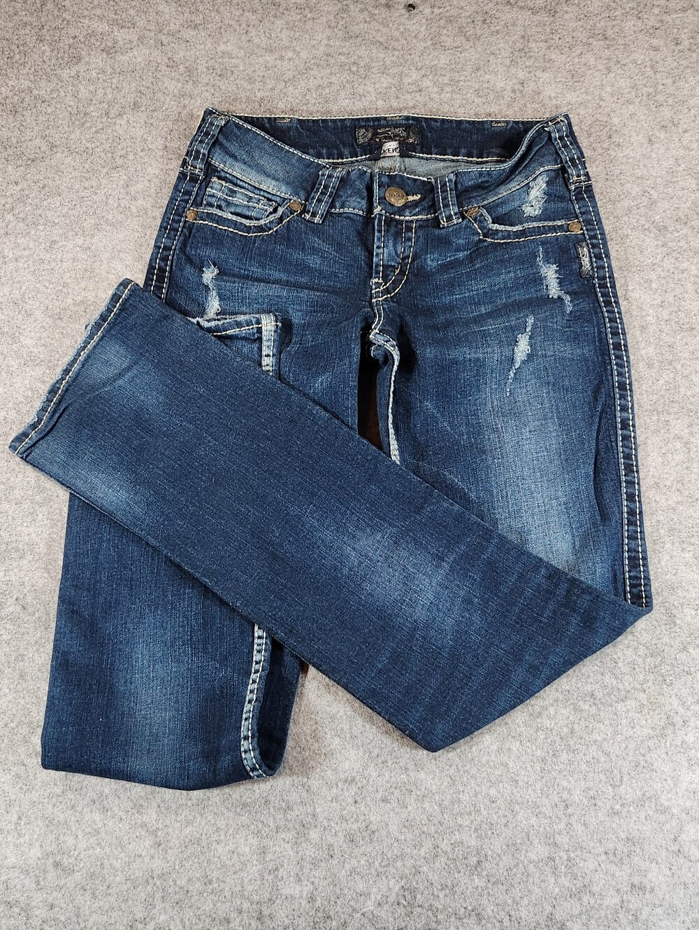 Silver Mckenzie Western Jeans Women's Dark Indigo Boot Cut Low Rise Y2K 30 X 32